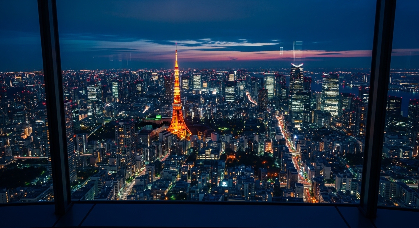 東京の夜景ビルから見下ろす、煌めく光が広がる圧巻の都市夜景。