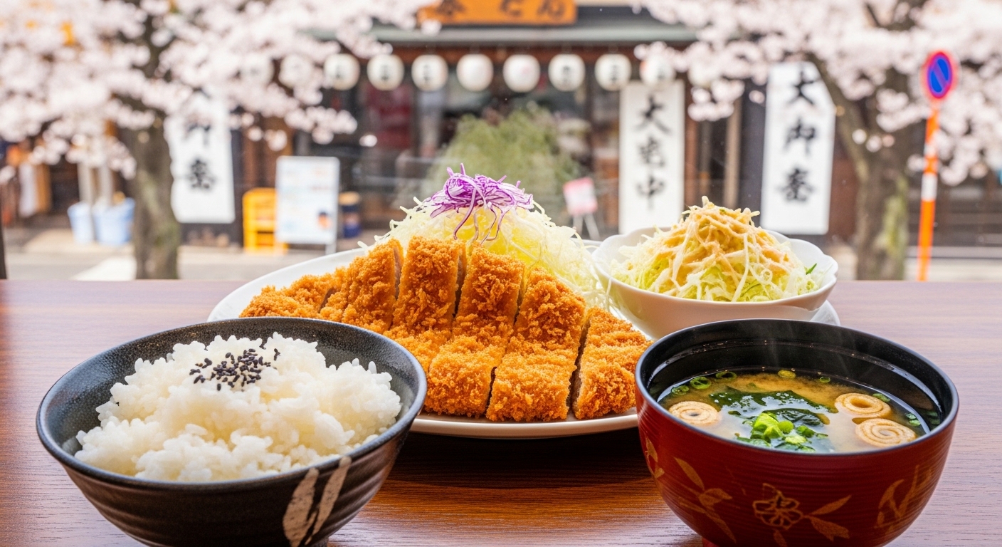 上野のおすすめランチとして人気な、とんかつ定食と和食のセット。