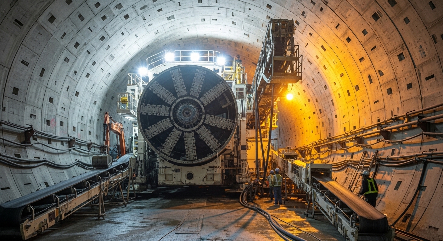 小作山口線導水路の更新工事で活躍するシールドマシンと巨大な地下トンネルの様子